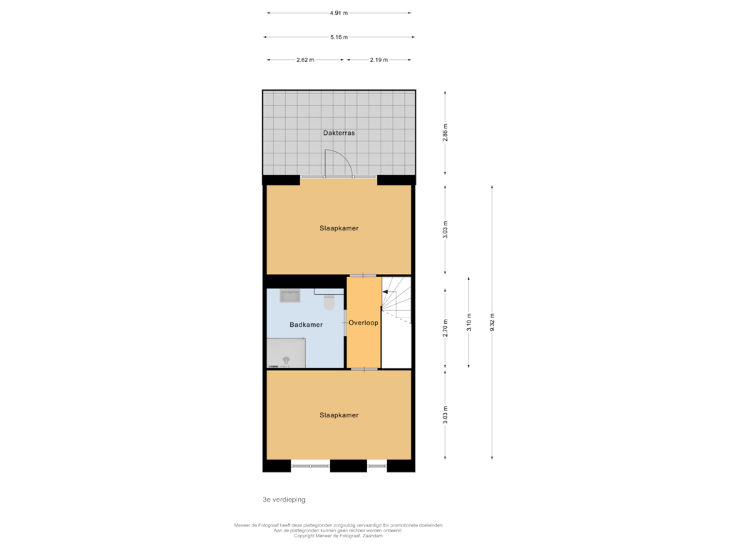 View floorplan of 3e verdieping of Beukenpad 38