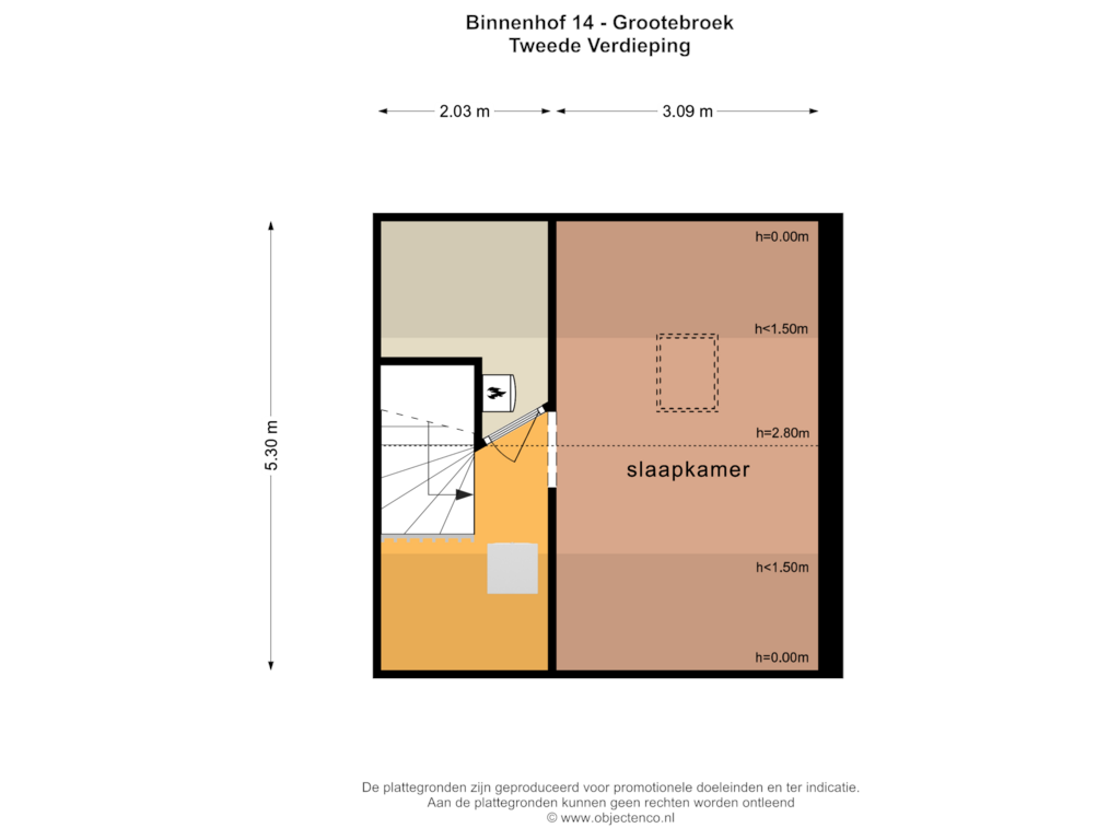 Bekijk plattegrond van TWEEDE VERDIEPING van Binnenhof 14