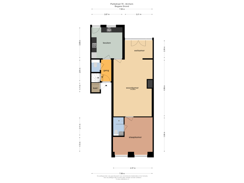 Bekijk plattegrond van BEGANE GROND van Parkstraat 70