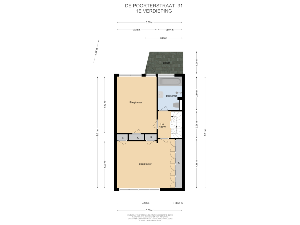 View floorplan of 1E Verdieping of De Poorterstraat 31