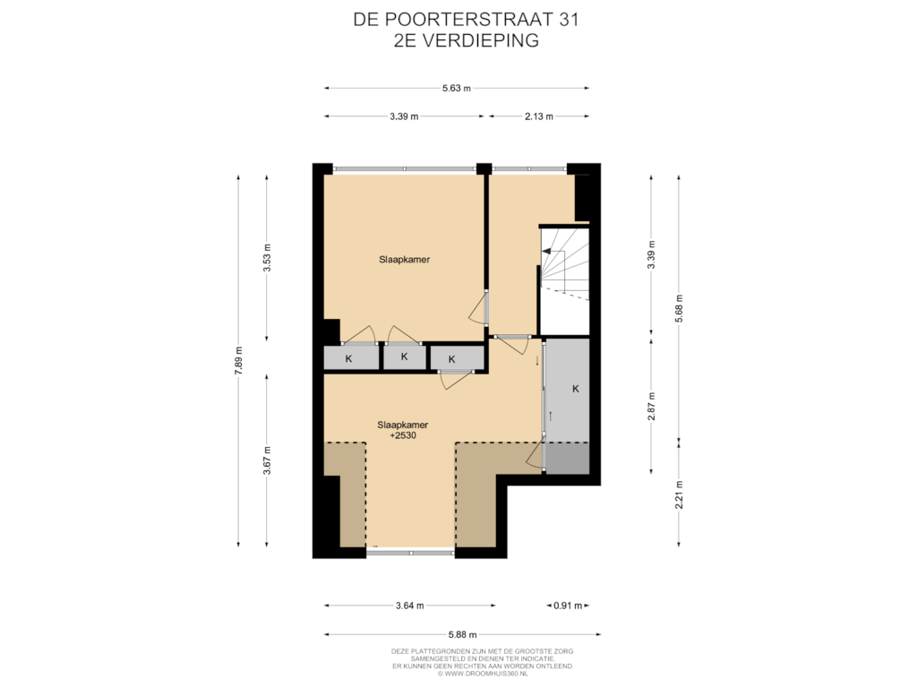 View floorplan of 2E Verdieping of De Poorterstraat 31