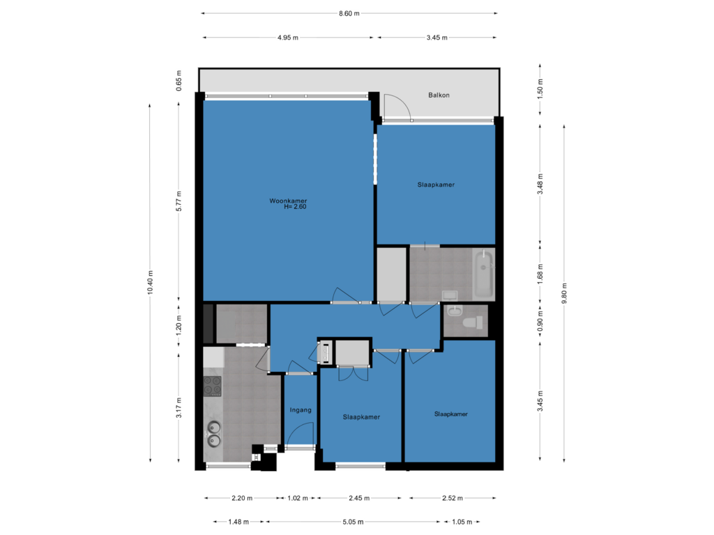 Bekijk plattegrond van appartement van Bleulandweg 334