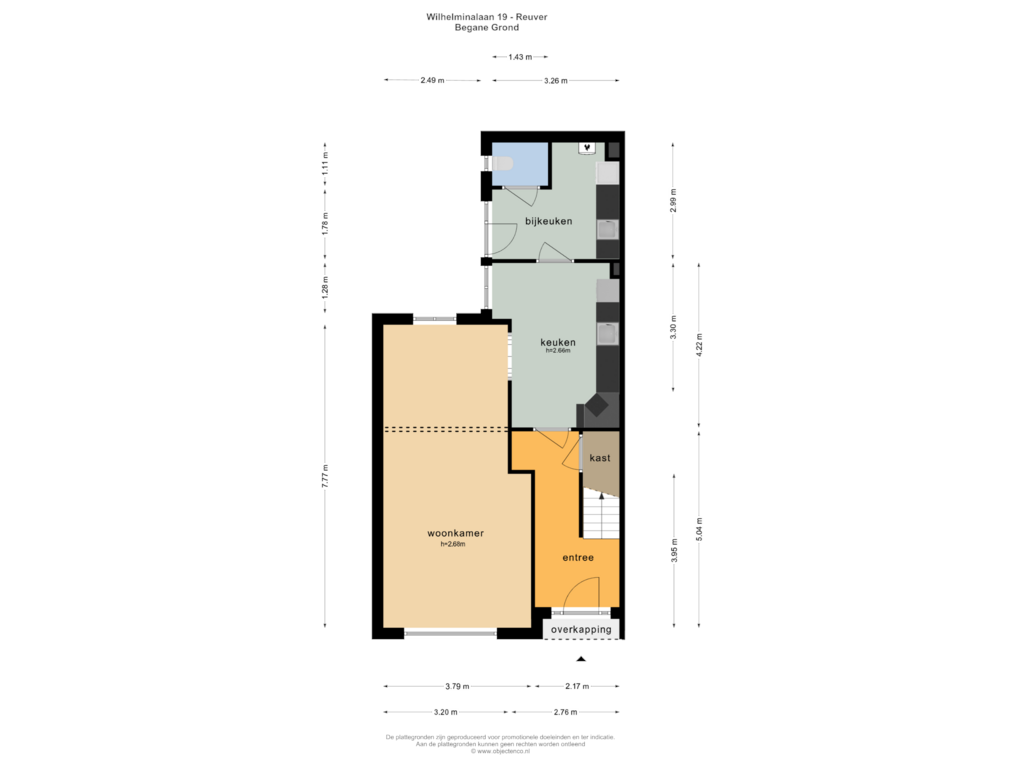 View floorplan of BEGANE GROND of Wilhelminalaan 19