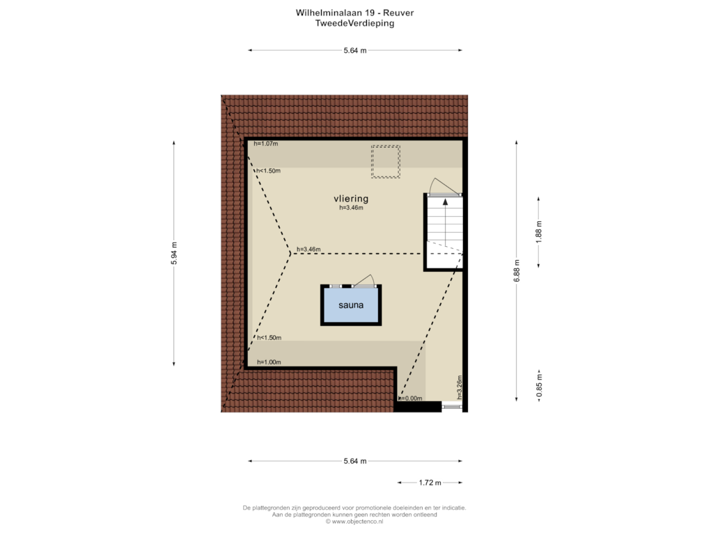 View floorplan of TWEEDE VERDIEPING of Wilhelminalaan 19