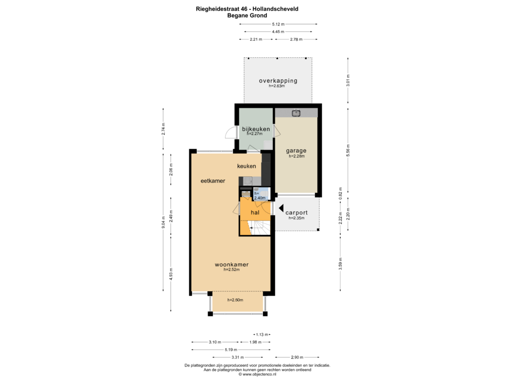 Bekijk plattegrond van BEGANE GROND van Riegheidestraat 46