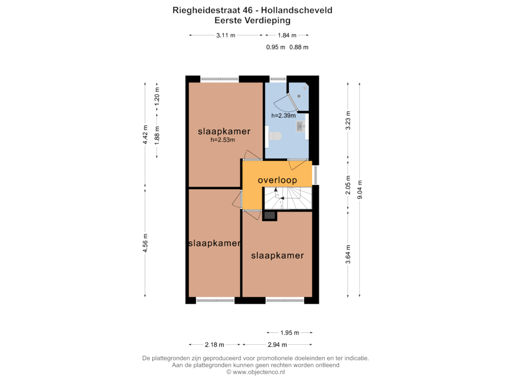 Bekijk plattegrond van EERSTE VERDIEPING van Riegheidestraat 46