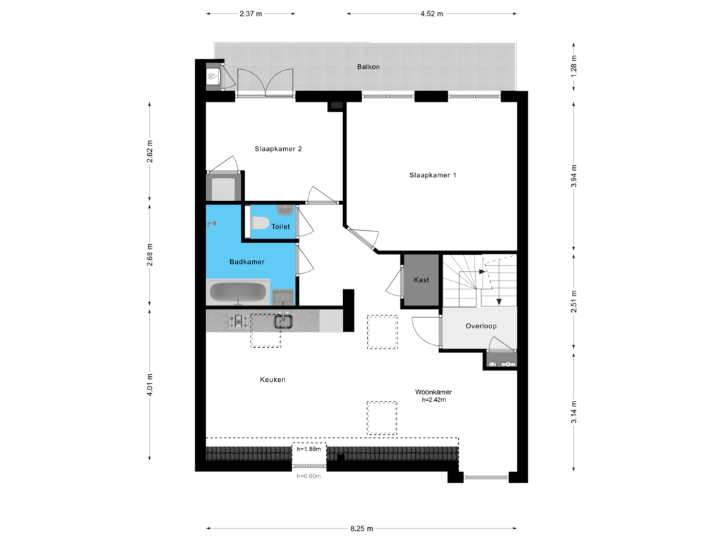 Bekijk plattegrond van 4e Verdieping van Steve Bikoplein 5-4