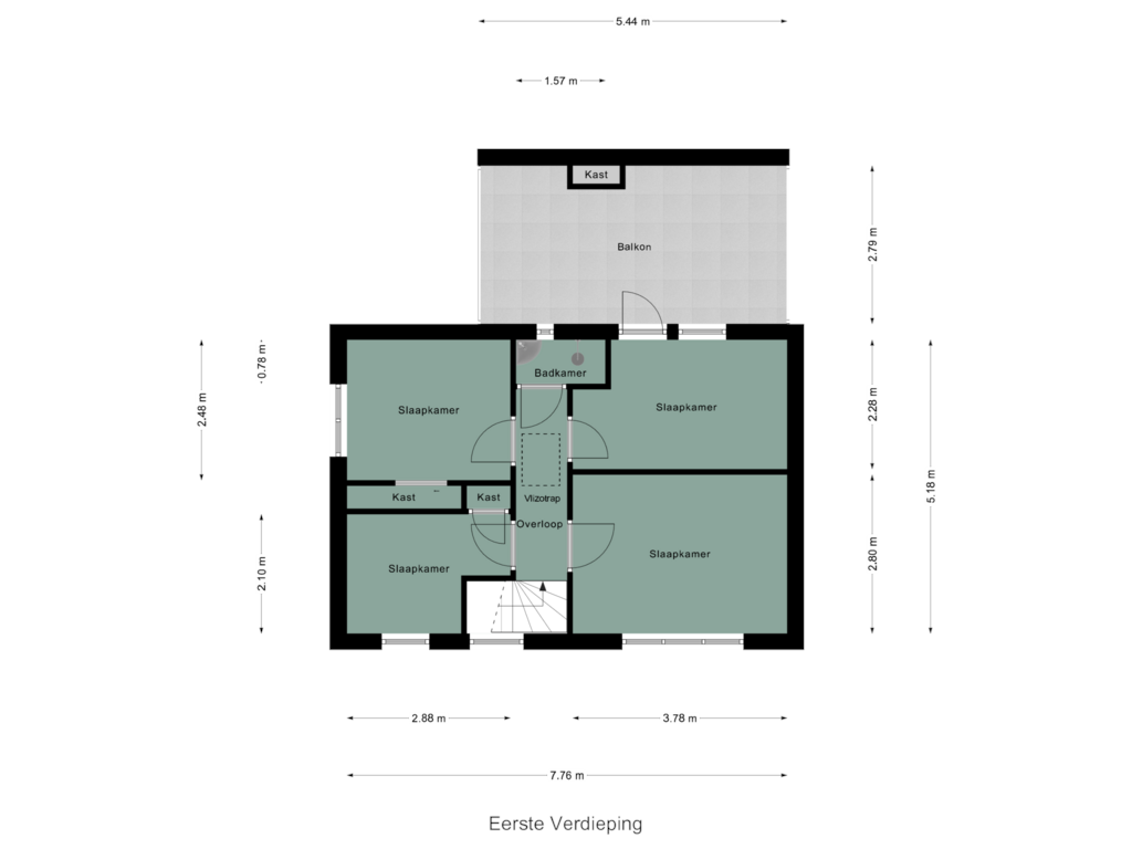 Bekijk plattegrond van Eerste Verdieping van Hagelkruisweg 5