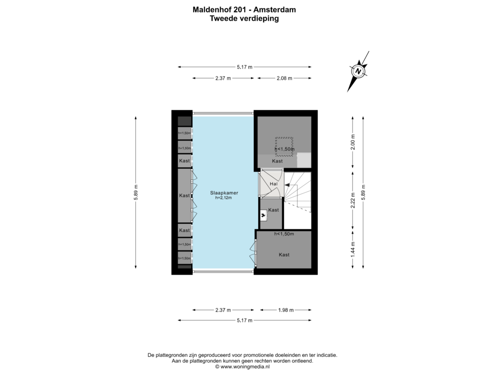 Bekijk plattegrond van Tweede verdieping van Maldenhof 201