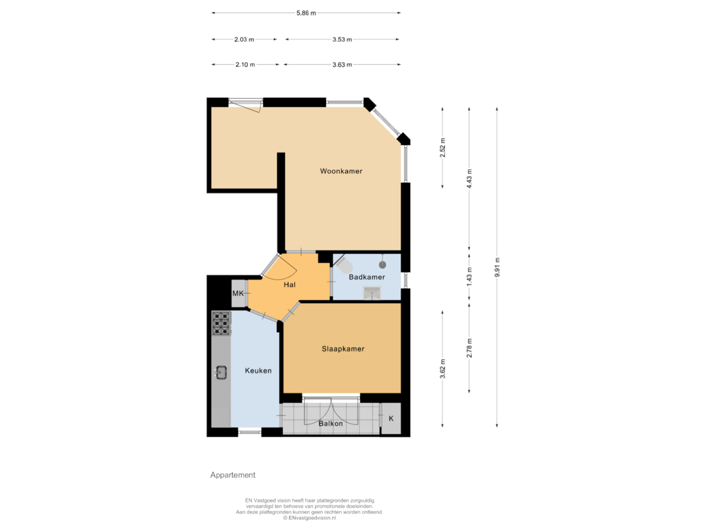 Bekijk plattegrond van Appartement van Spaanse Brabanderstraat 61