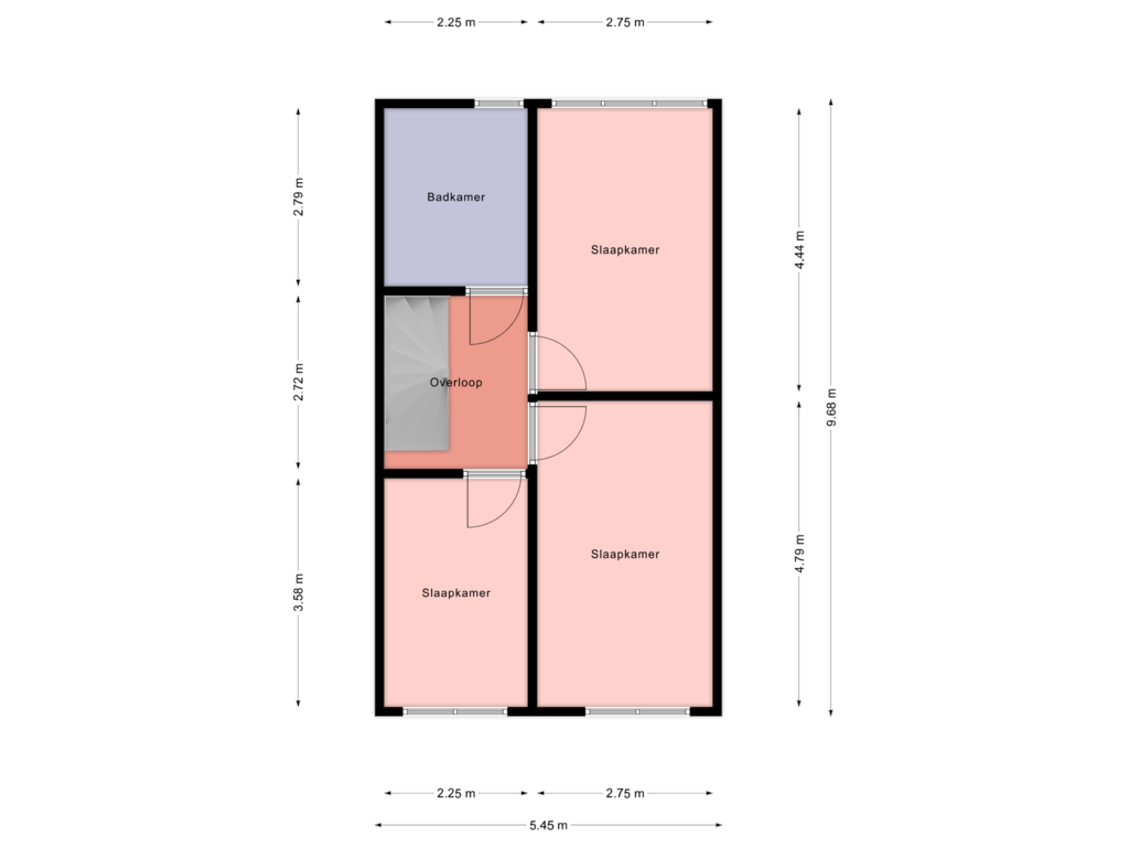 View floorplan of eerste verdieping of Westeinde 13