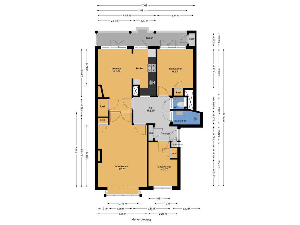 Bekijk plattegrond van 4e verdieping van Volendamlaan 80