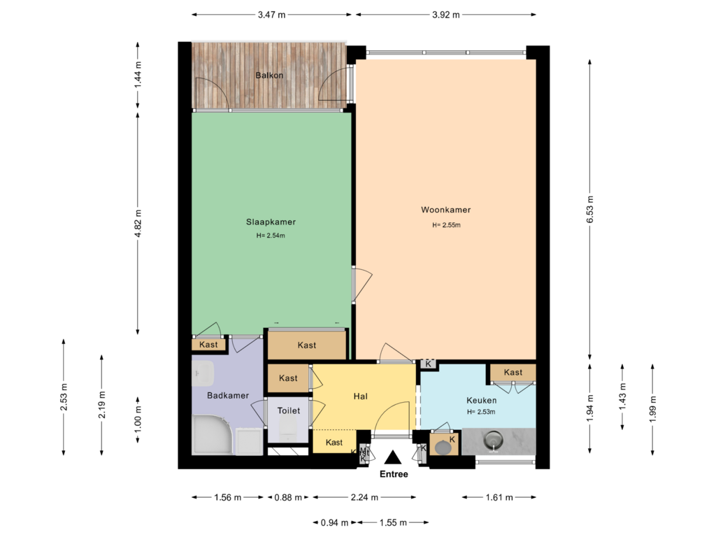 View floorplan of Appartement of Rozenhof 82