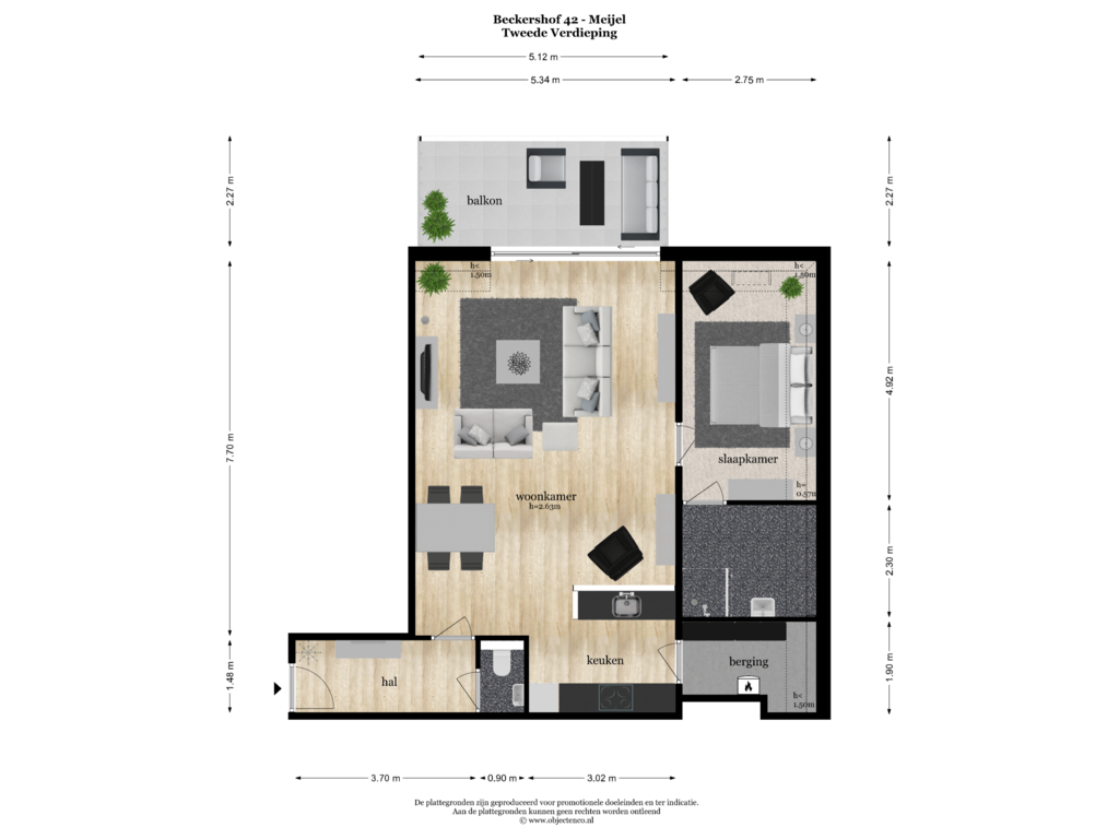 Bekijk plattegrond van TWEEDE VERDIEPING van Beckershof 42