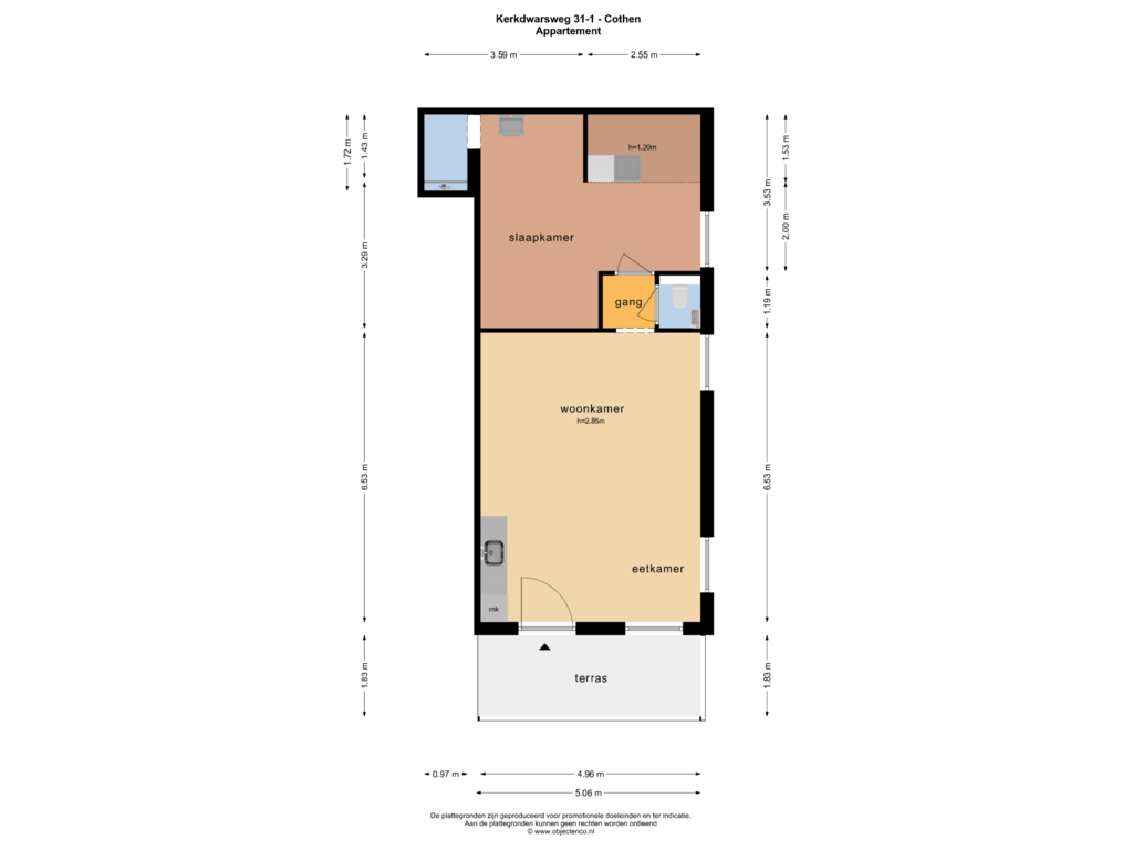 Bekijk plattegrond van Appartement van Kerkweg 30-B