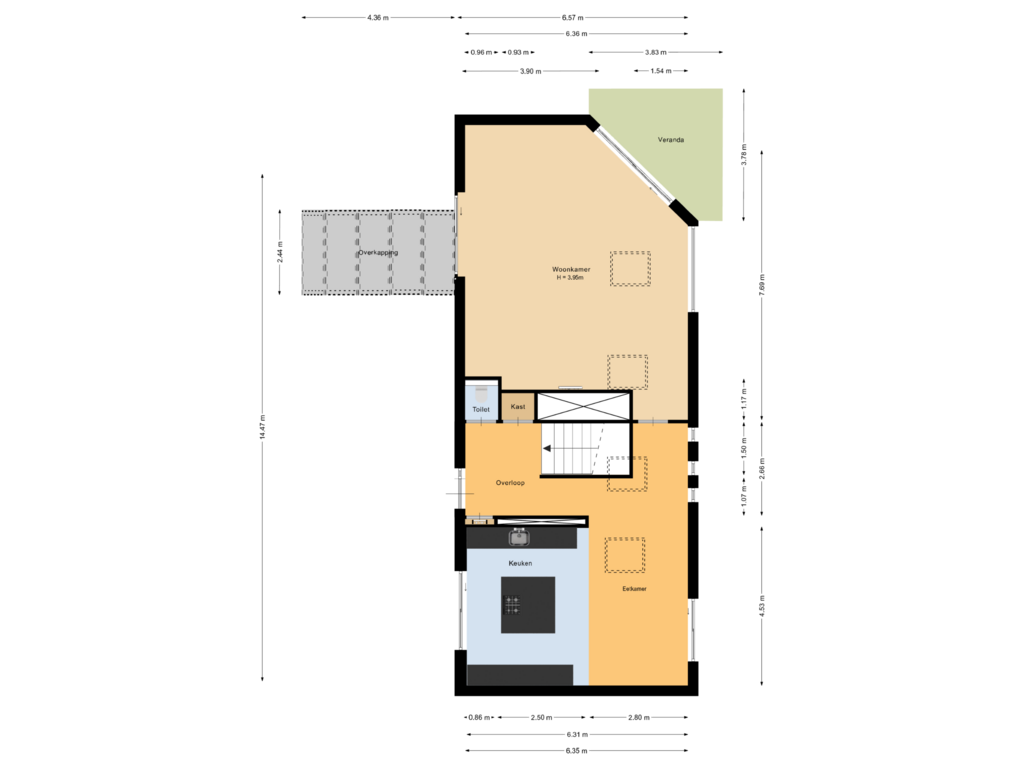 View floorplan of Begane grond of Kanaalweg 45