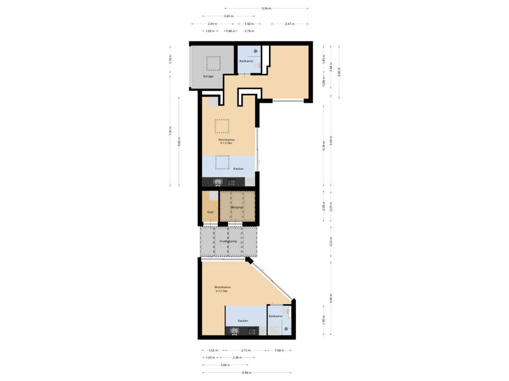 View floorplan of Bijgebouw Begane grond of Kanaalweg 45