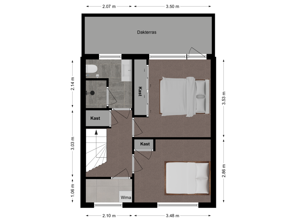 View floorplan of Eerste verdieping of Thorbeckestraat 31