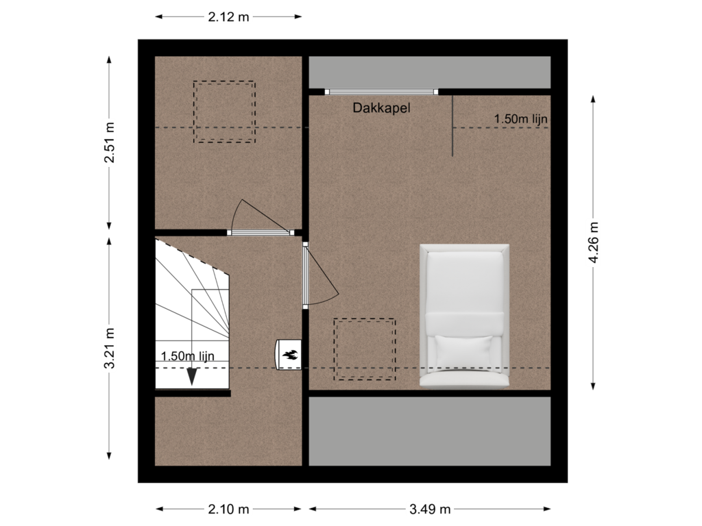 View floorplan of Tweede verdieping of Thorbeckestraat 31