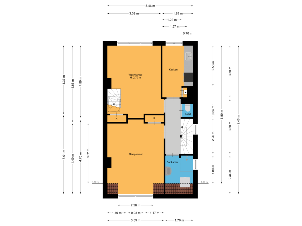 Bekijk plattegrond van Tweede verdieping van Adelaarstraat 46-B