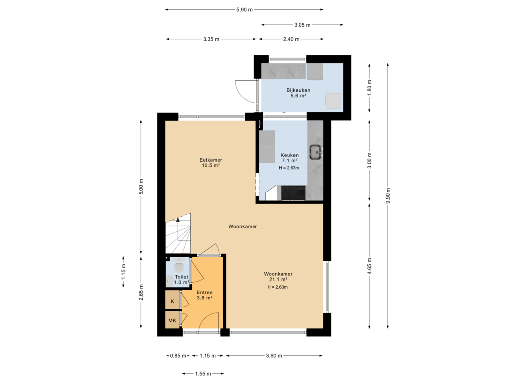 Bekijk plattegrond van Begane  grond van Camstrastrjitte 14