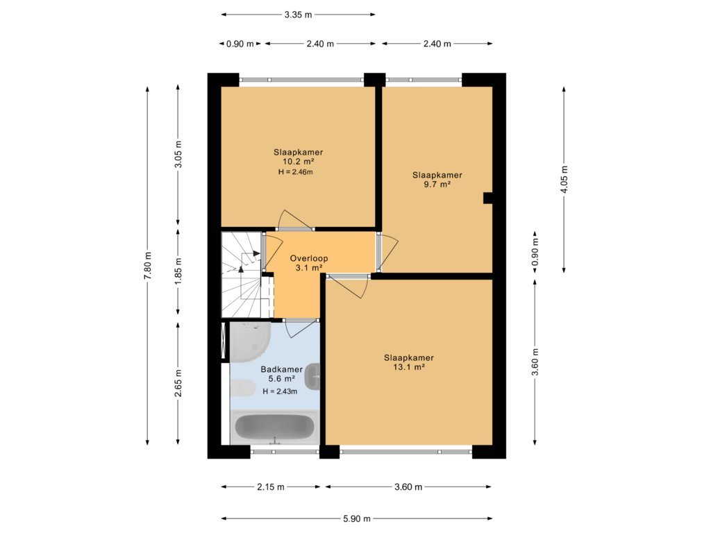 Bekijk plattegrond van 1e verdipeing van Camstrastrjitte 14