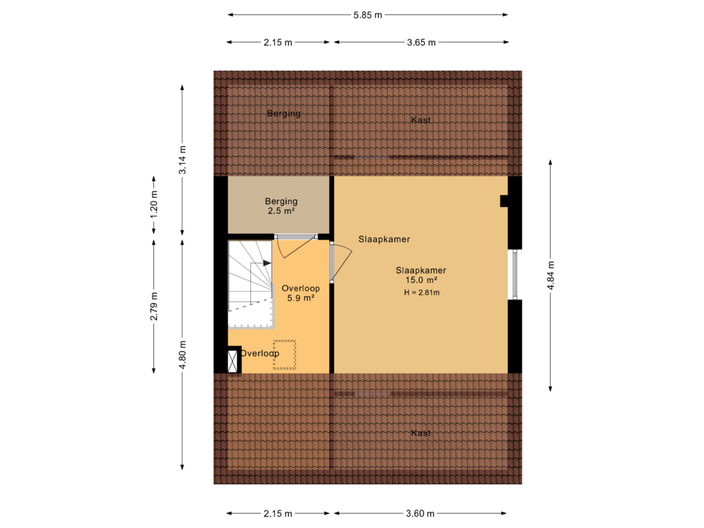 Bekijk plattegrond van 2e verdieping van Camstrastrjitte 14