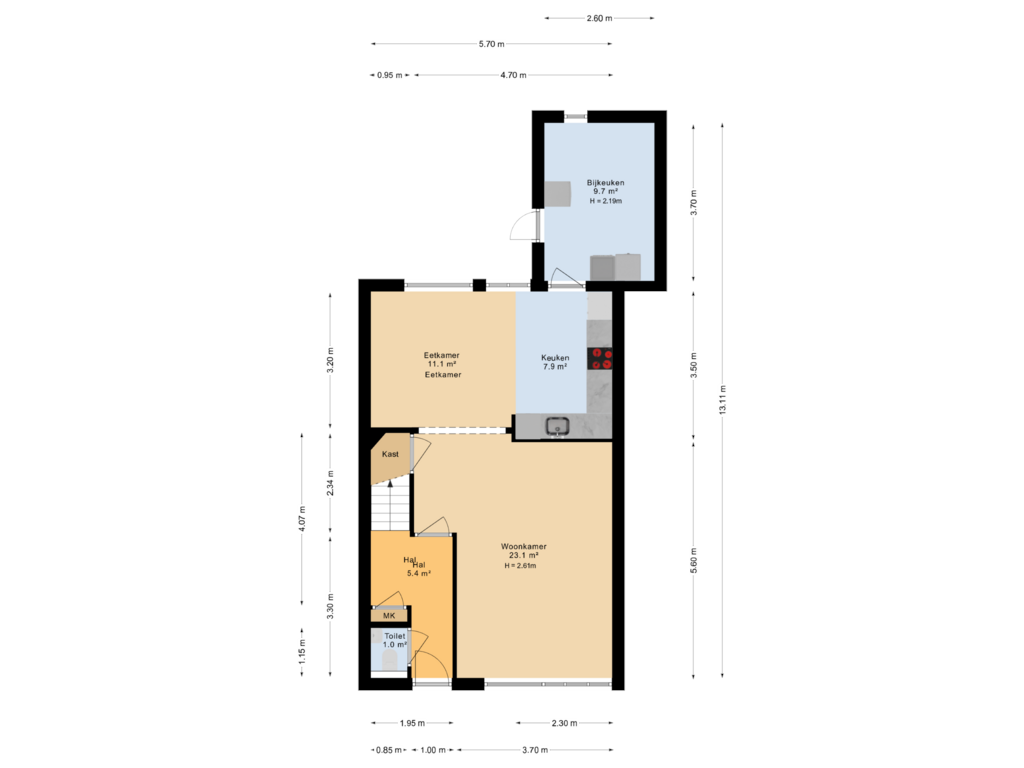 Bekijk plattegrond van Begane grond van Langdeel 7