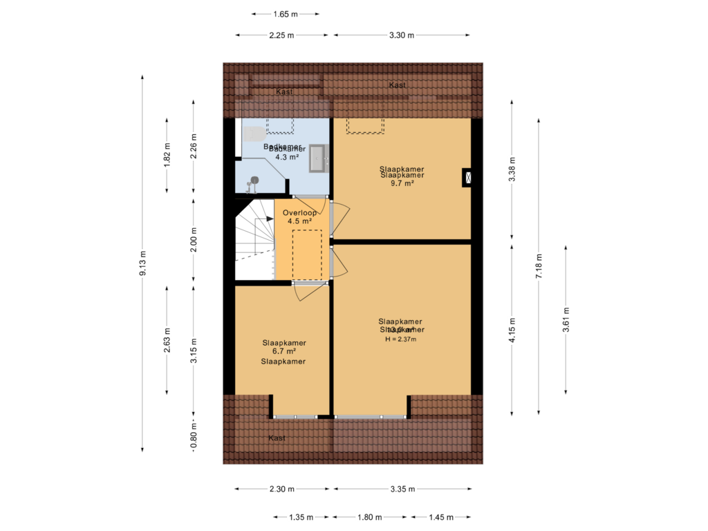 Bekijk plattegrond van 1e verdieping van Langdeel 7