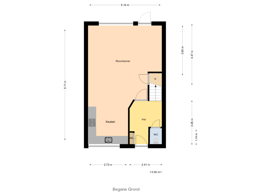 View floorplan of Begane Grond of Rietdekkerstraat 35