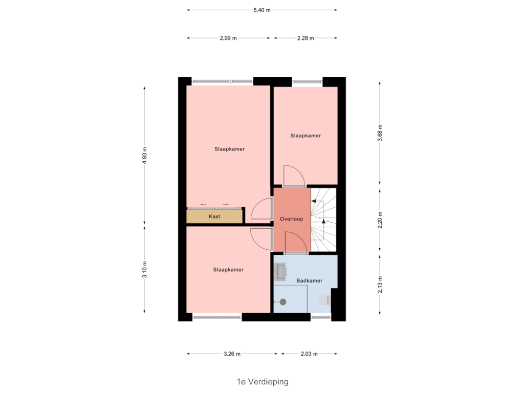 View floorplan of 1e Verdieping of Rietdekkerstraat 35