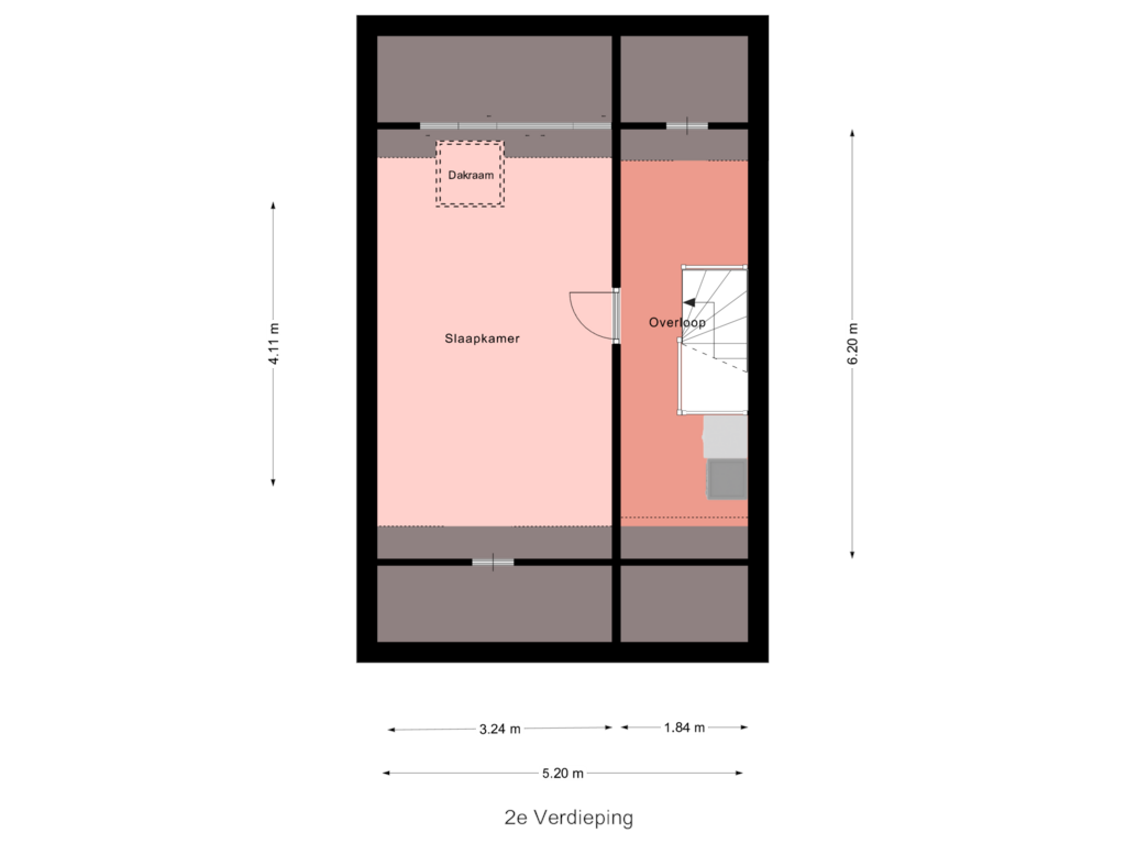 View floorplan of 2e Verdieping of Rietdekkerstraat 35