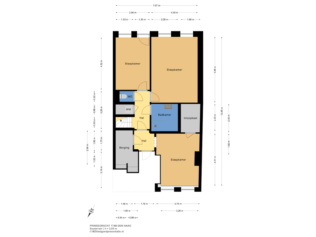 Bekijk plattegrond van Souterrain van Prinsegracht 174-B