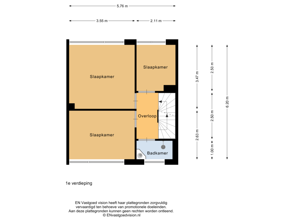 View floorplan of 1e verdieping of Orchisstraat 29