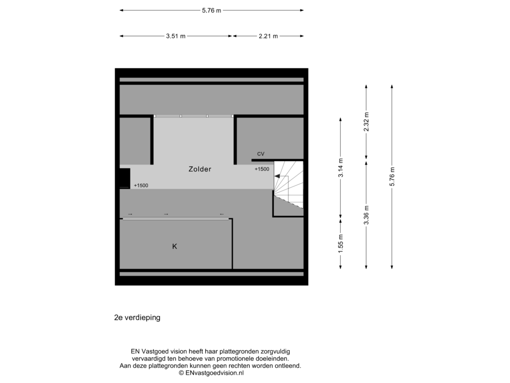 View floorplan of 2e verdieping of Orchisstraat 29