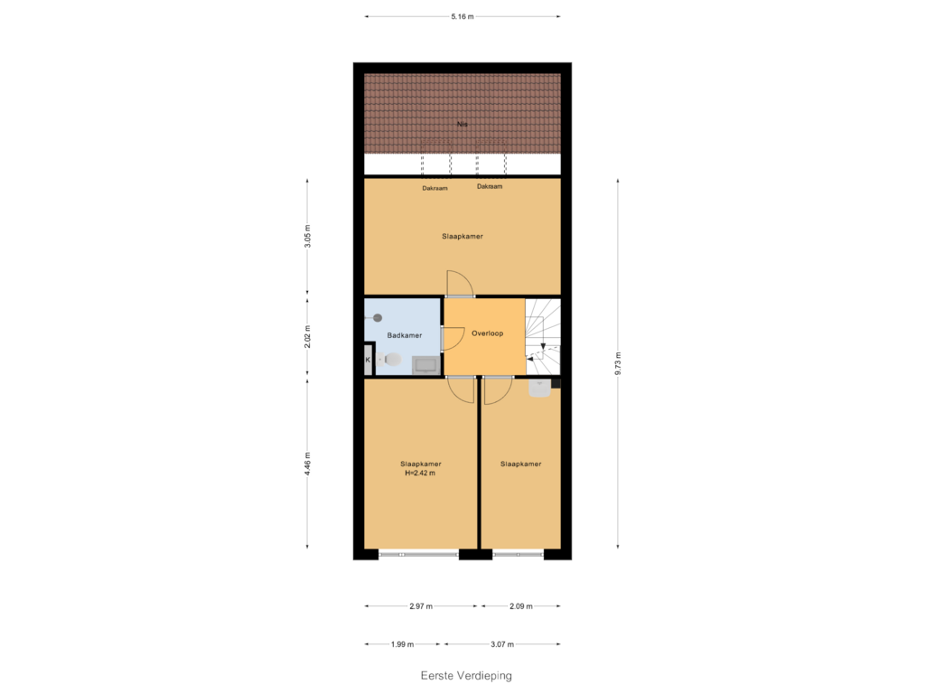 Bekijk plattegrond van Eerste Verdieping van Maris 27