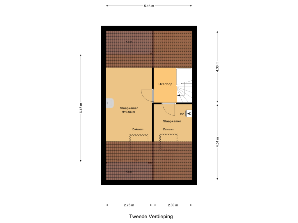 Bekijk plattegrond van Tweede Verdieping van Maris 27