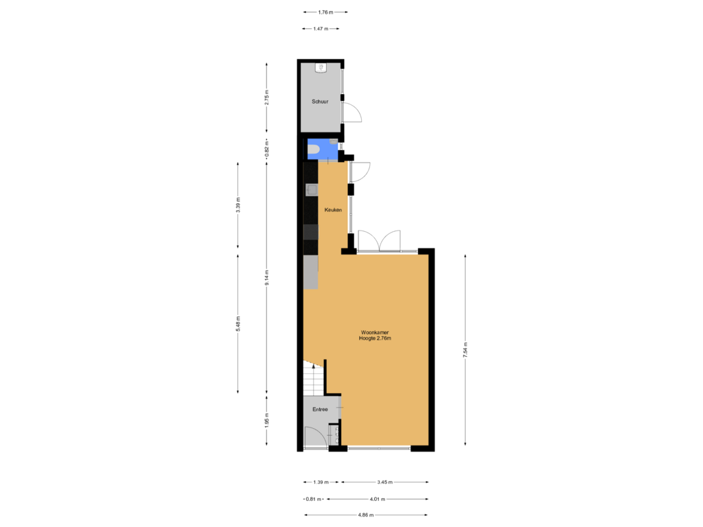 Bekijk plattegrond van Begane grond van Achtergracht 114