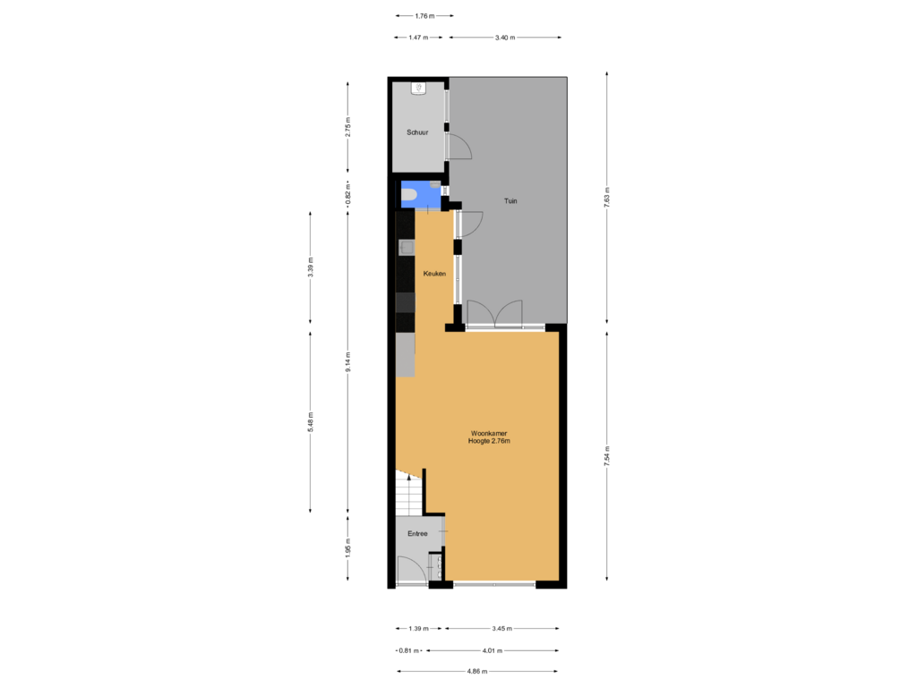 Bekijk plattegrond van Perceel van Achtergracht 114