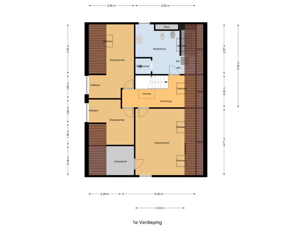 View floorplan of 1e Verdieping of Langeweegje 14