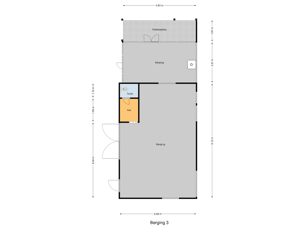 View floorplan of Berging 3 of Langeweegje 14