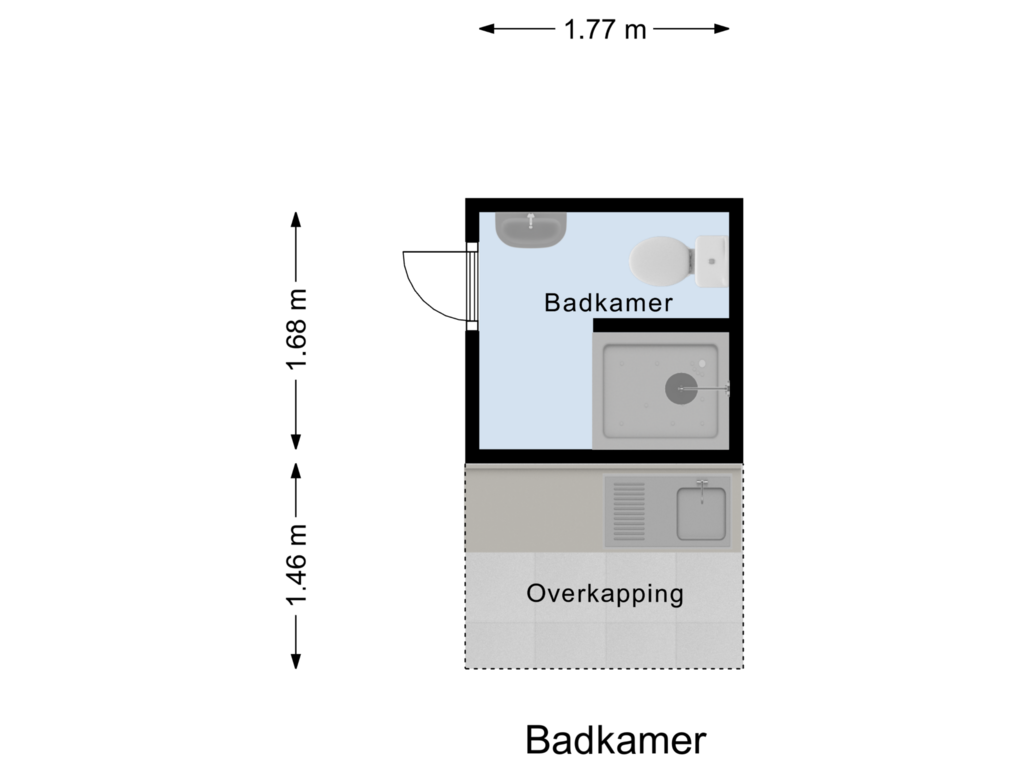 View floorplan of Badkamer of Langeweegje 14