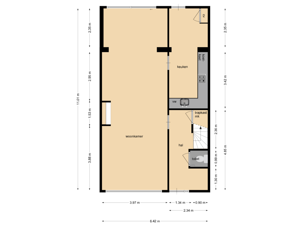 Bekijk plattegrond van Begane grond van Schout Backstraat 42