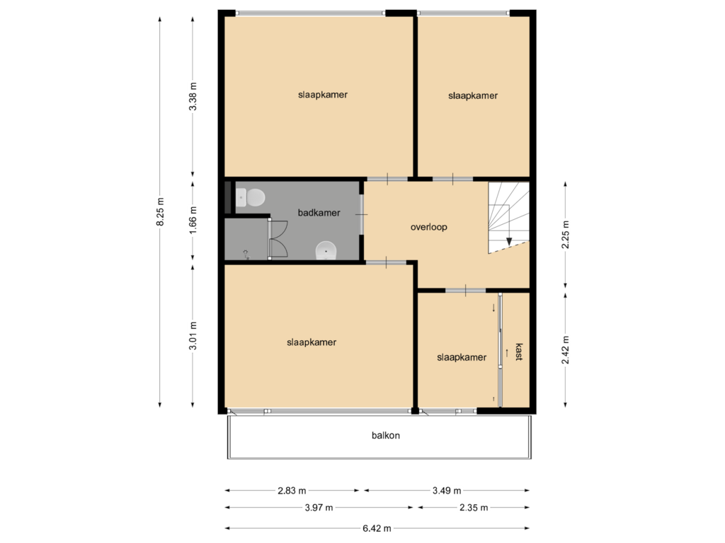 Bekijk plattegrond van 1e verdieping van Schout Backstraat 42