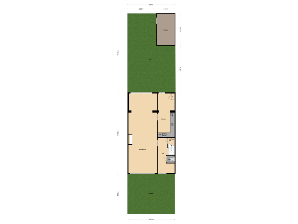 Bekijk plattegrond van Begane grond met tuin van Schout Backstraat 42