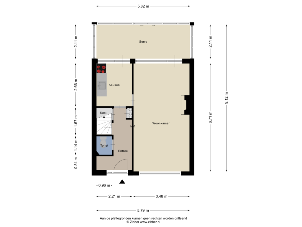 View floorplan of Begane Grond of Adriaen van Ostadestraat 55