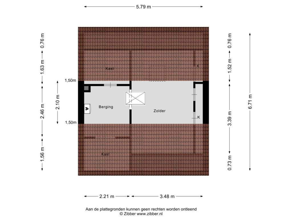 View floorplan of Zolder of Adriaen van Ostadestraat 55