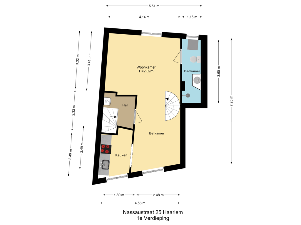 View floorplan of 1e Verdieping of Nassaustraat 25-RD