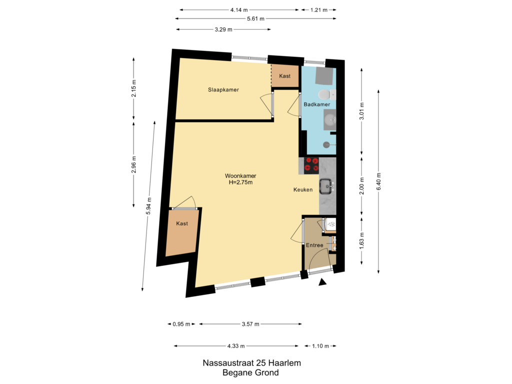 View floorplan of Begane Grond of Nassaustraat 25-ZW