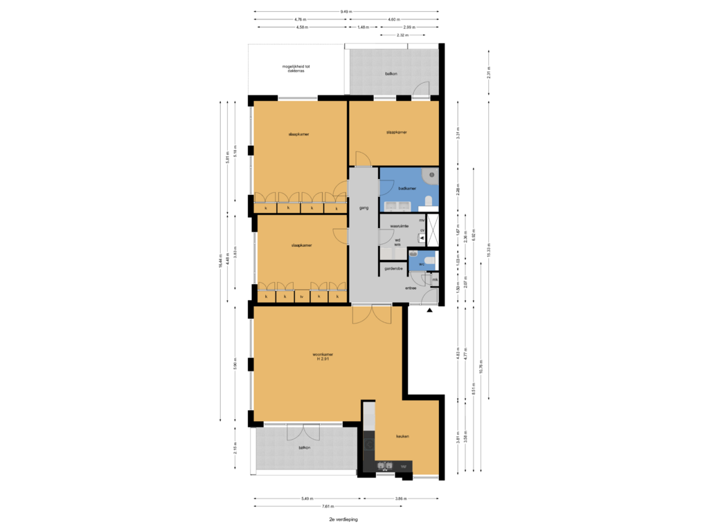 Bekijk plattegrond van 2e verdieping van Kloosterland 10